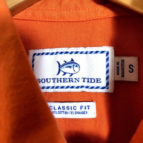 SOUTHERN TIDE Tango Orange Garment Dyed Button-Up Shirt Mens Size Small NEW - Picture 2 of 6